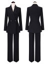 スーツ レディース 長袖 ブラック 黒 ジャケット パンツ 上下セット フォーマル オフィス ビジネス 高級感 仕事着