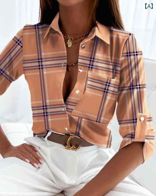 シャツ レディース 春秋 トップス 長袖 プリント ストライプ 花柄 幾何学模様 清新 かわいい S M L XL XXL XXXL