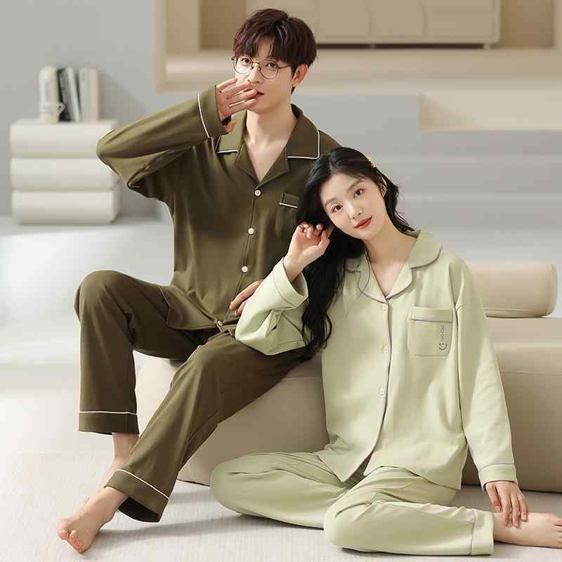 パジャマ レディース メンズ 春秋 長袖 綿100% 夫婦 ペアルック 寝間着 ルームウェア 上下セット 通気性 伸縮性 涼しい 冬 春 秋 高級感