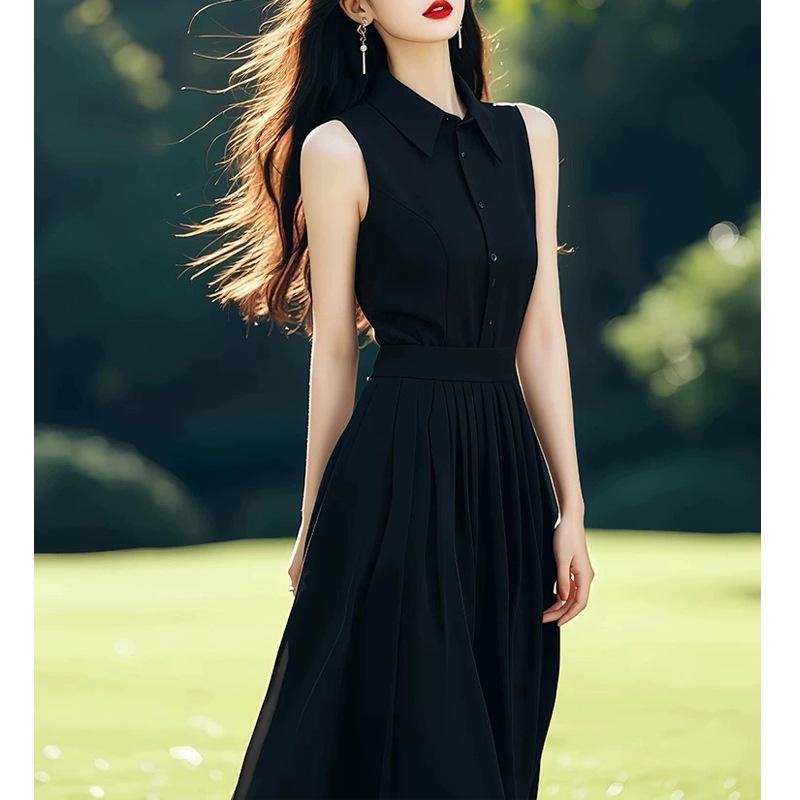 ワンピース レディース フォーマル ブラック Aライン ロング 高見え ノースリーブ きれいめ おしゃれ 上品 清楚系 お呼ばれ 二次会 パーティー 春夏 コットン ポリエステル