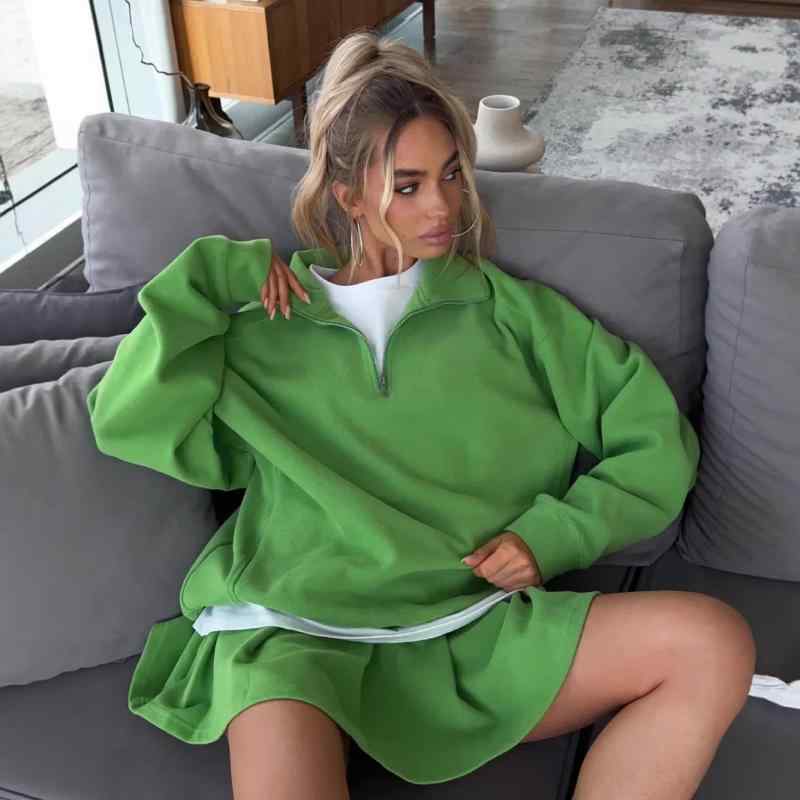 セットアップ レディース 秋冬 ストリート系 トレーナー &amp; ミニスカート 上下 2点セット 長袖 プル..