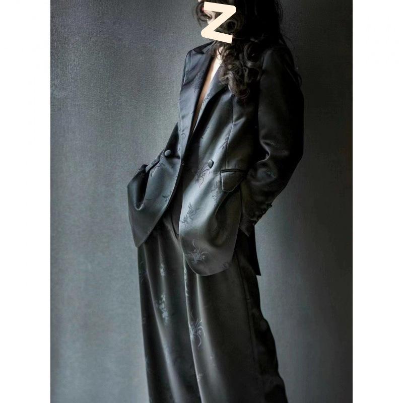 スーツ レディース 秋冬 ブラックフォーマル テーラードジャケット ワイドレッグパンツ セットアップ ポリエステル エレガント 通勤 オフィススタイル