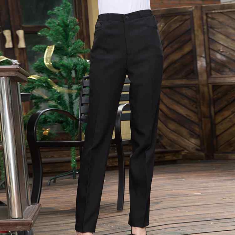 パンツ レディース 飲食店 制服 ズボン 黒 薄手 ウエストゴム ストレート ポリエステル シワになりにくい 文芸復古 ブラック フォーマル S M L XL 2XL 3XL 4XL 5XL 6XL 7XL