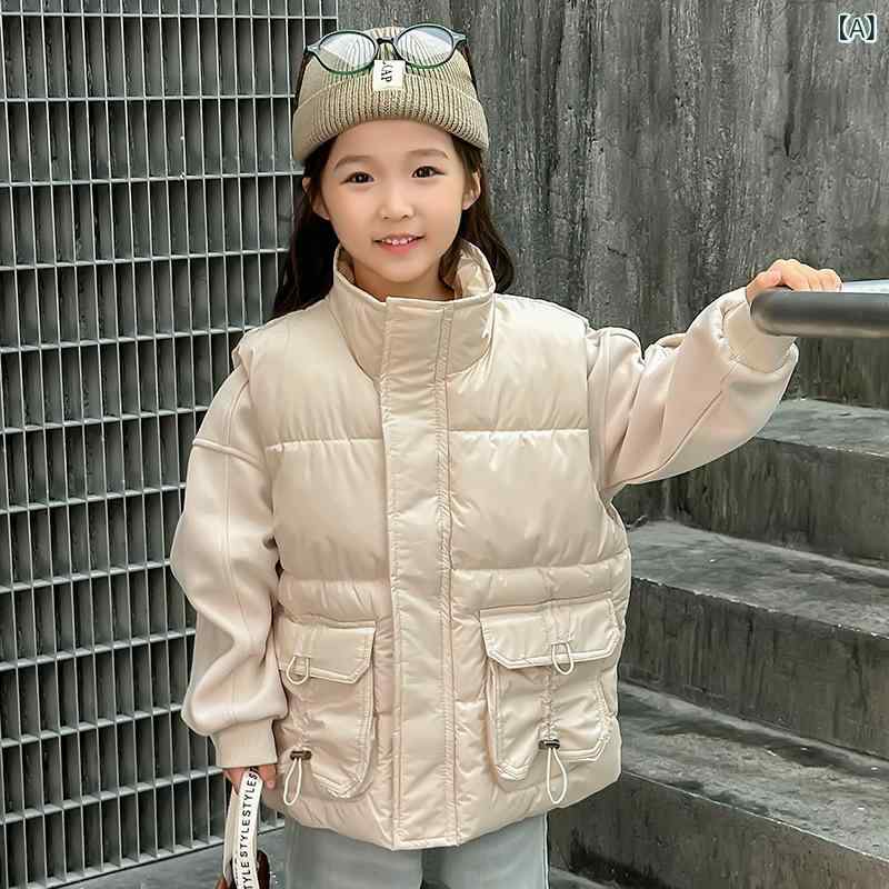 子供服 ベスト 男女兼用 中綿入り ミリタリーテイスト 厚手 アウター キッズ ボー...