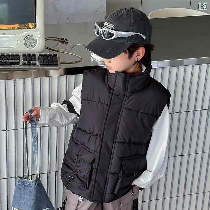子供服 ベスト 男女兼用 中綿入り ミリタリーテイスト 厚手 アウター キッズ ボー...