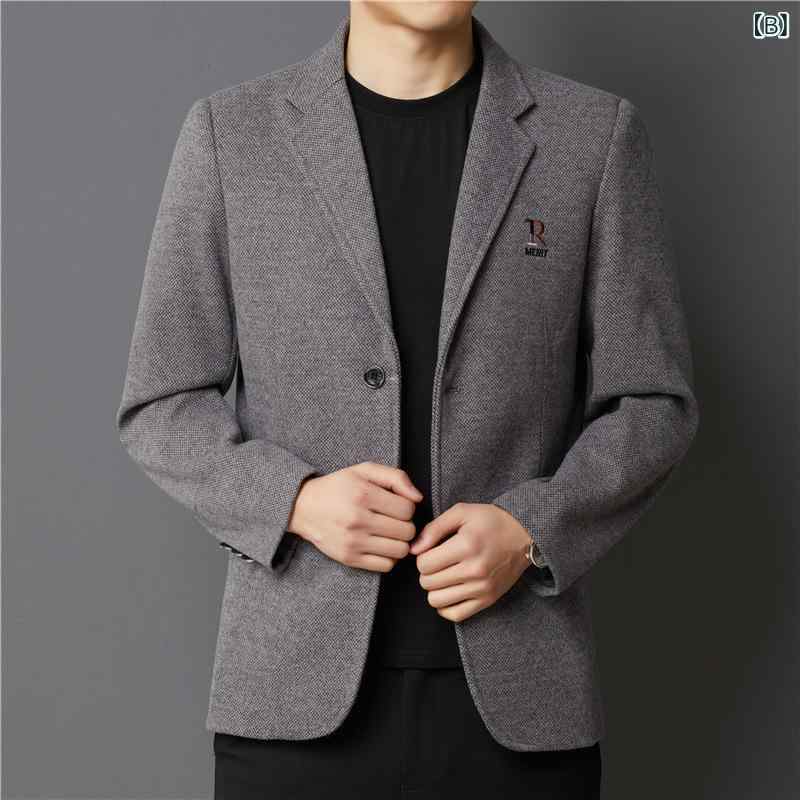ジャケット 男性用 テーラードジャケット 秋冬 パパ ビッグシルエット レギュラー丈 ポリエステル 洗濯機洗い可能 グレー 深グレー コーヒー 浅コーヒー 170 175 180 185 190