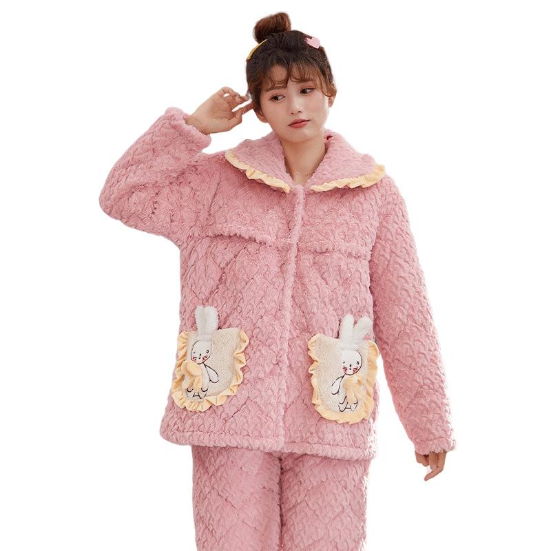 マタニティウェア 三層 あったか 授乳服 パジャマ レディース 長袖 腹巻付き ズボン 上下セット 産前 産後 ゆったり 部屋着 ルームウェア かわいい ポケット付き ポリエステル