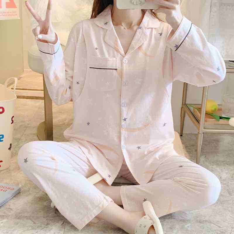 マタニティウェア 産後ウェア 全開タイプ 綿100% 長袖 授乳口付き パジャマ 上下セット ルームウェア レディース 星柄 柔らかい 快適 伸縮性 吸湿性 グレー ピンク系 大きいサイズ