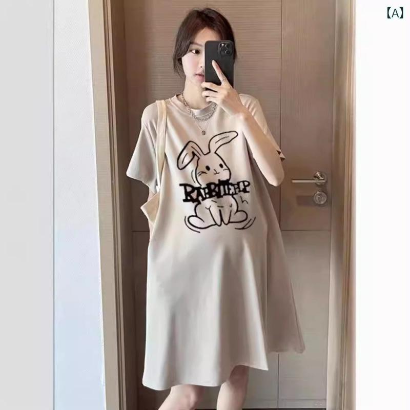 ワンピース 妊婦服 マタニティ Aライン M L XL XXL XXXL 半袖 Tシャツワンピース ゆったり 膝丈 膝下 ..