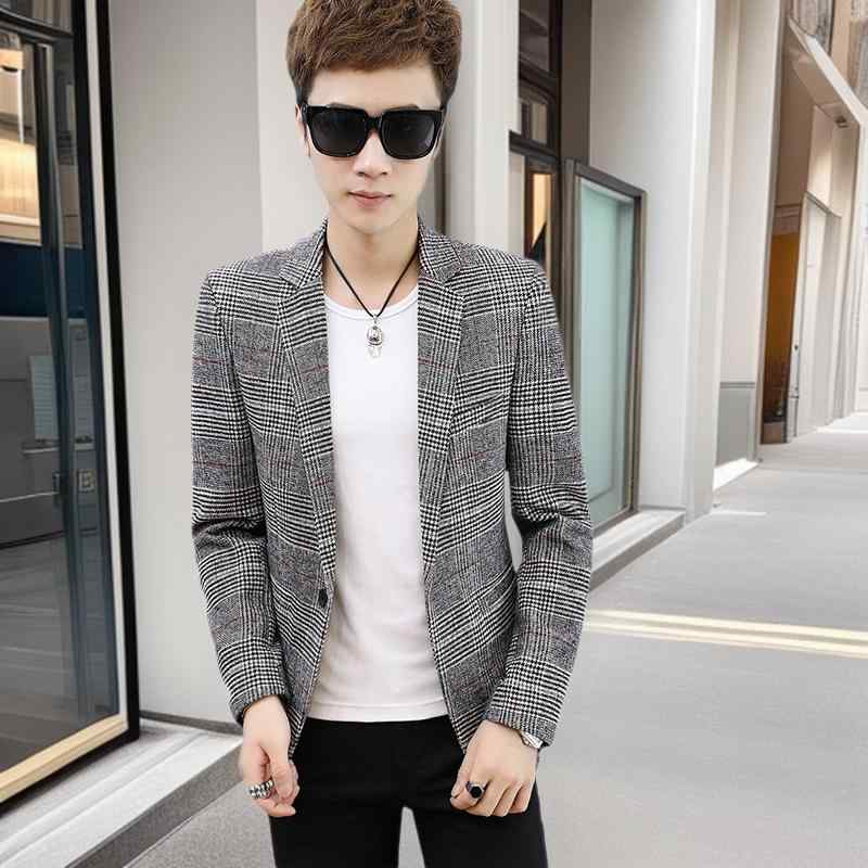 スーツ 男性用 チェック柄 スリムフィット カジュアルスーツ テーラードジャケット ブレザー 長袖 春秋