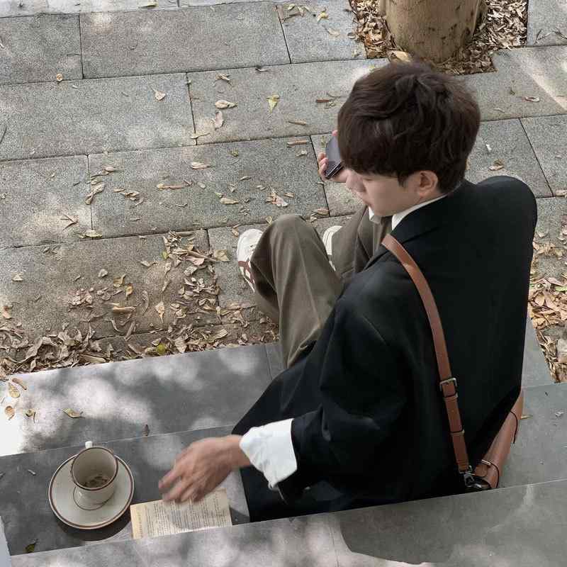 メンズ スーツ テーラードジャケット 男性用 カジュアル フォーマル レトロ感 秋冬 焦糖色 ポリエステル