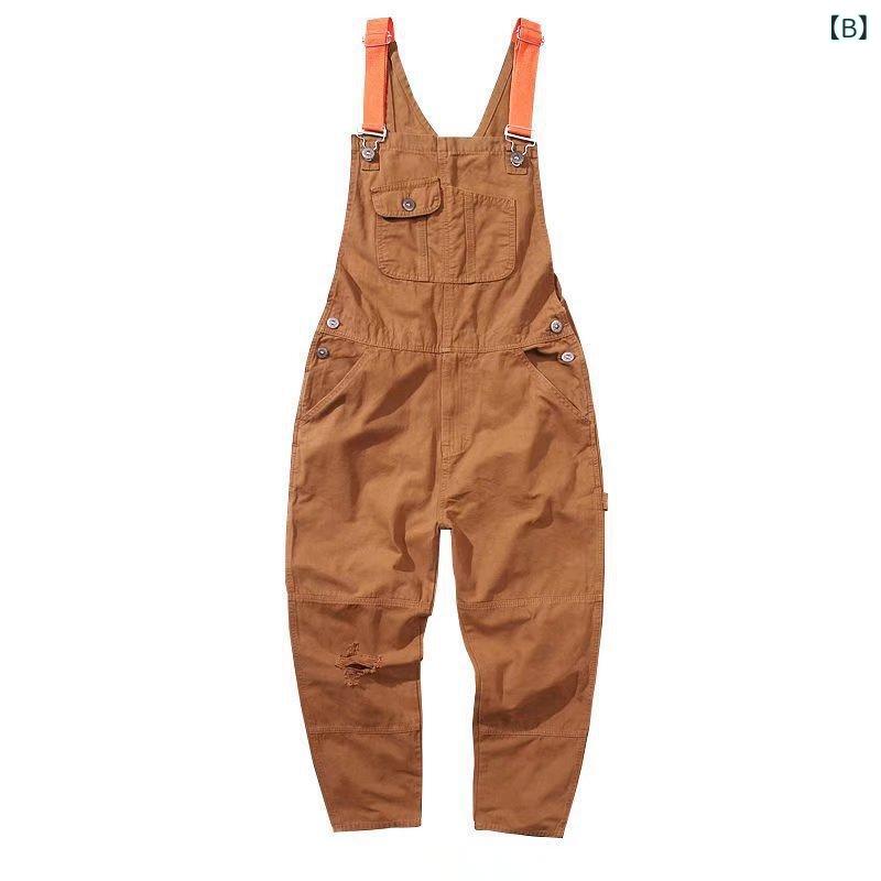 オーバーオール メンズ デニム ルーズフィット ワークパンツ サロペット ワイドレッグ ストレート 薄手 カジュアル ゆったり 普段使い リラックス ウェア