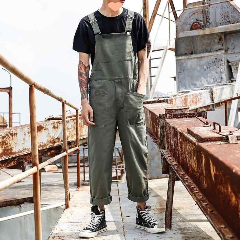 オーバーオール メンズ 男性用 大サイズ ゆったり ワークパンツ サロペット ロングパンツ 黒 緑 春