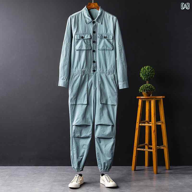 セットアップ メンズ 男性用 長袖シャツ ロングパンツ カーゴパンツ ミリタリー ワーク ウェア 綿 春秋 普段使い