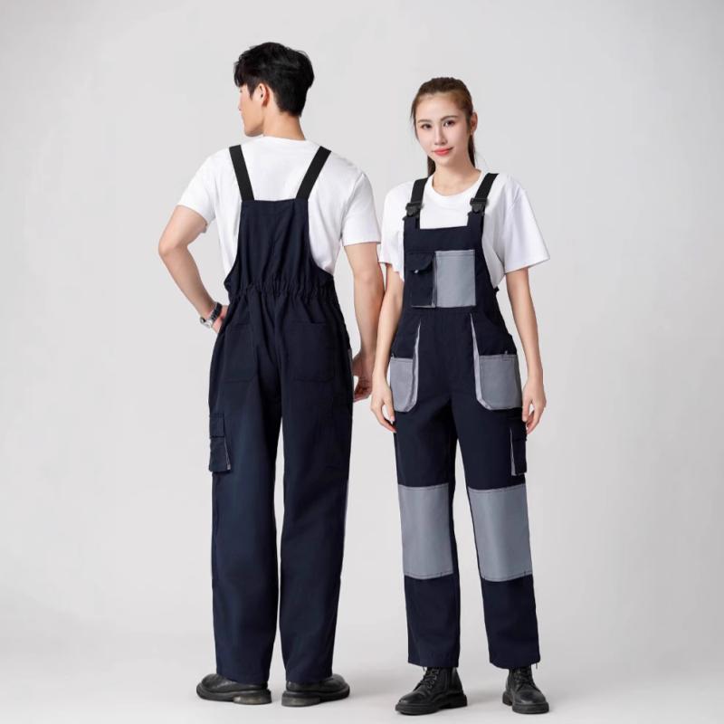 オーバーオール 男性用 作業着 ワークウェア 多機能 丈夫なポリエステル繊維 reinforced 春夏秋冬 グレー グリーン ダーク ブルー 3シーズン