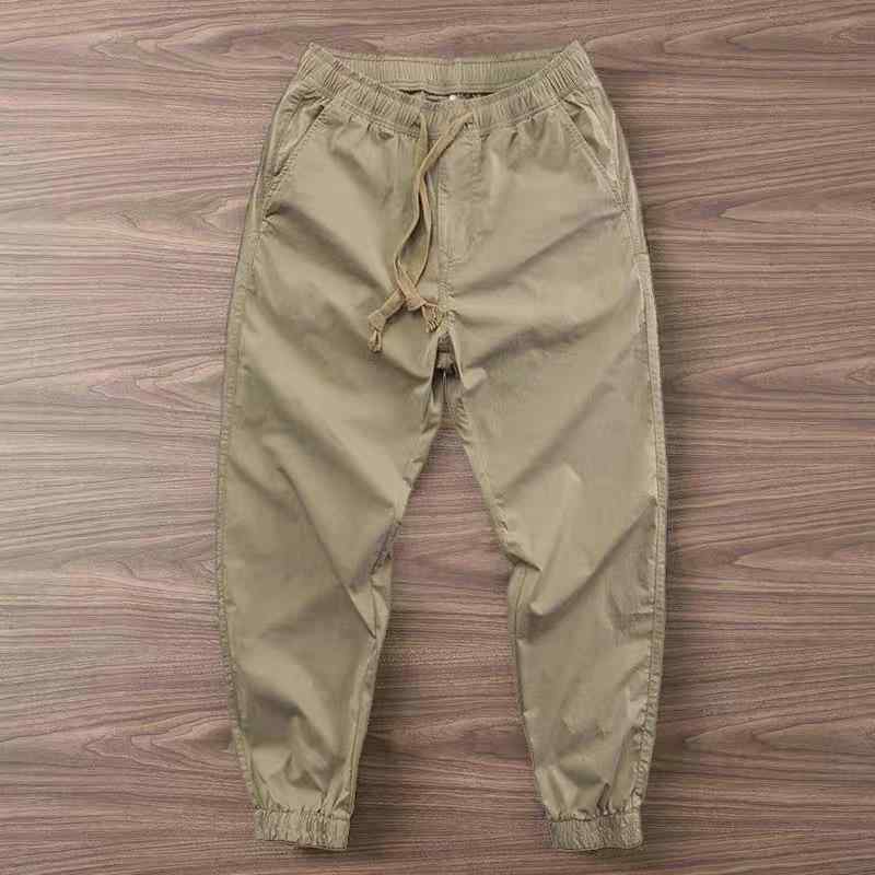 パンツ 男性用 ワークパンツ カーゴパンツ 薄手 ウエストゴム 裾絞り 無地 カーキ グレー 作業着 ズボ..