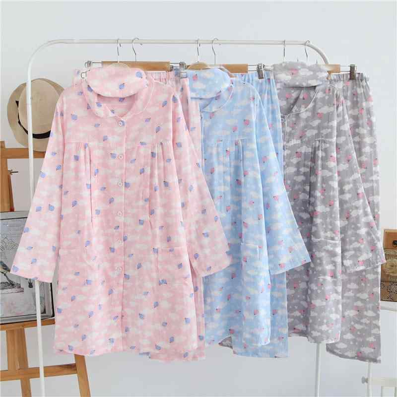 マタニティウェア レディース 授乳服 綿100% ガーゼ パジャマ 春夏 産後 前開き ロング丈 ルームウェア..