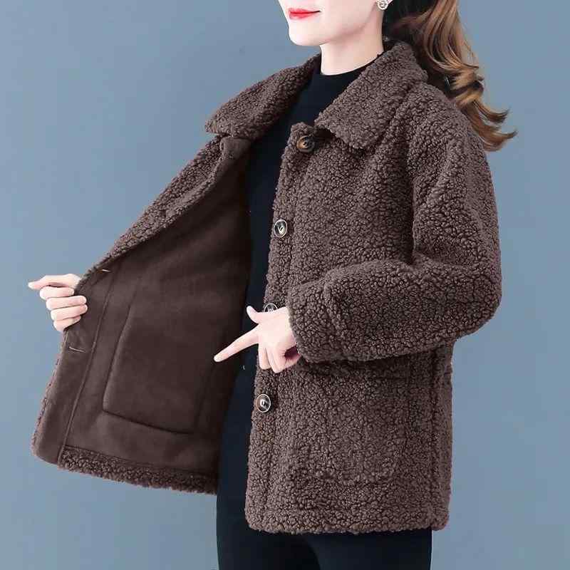 アウター レディース POLO襟 長袖 ボアジャケット カーディガン ゆったり 厚手 ミドル丈 秋冬 トップス..