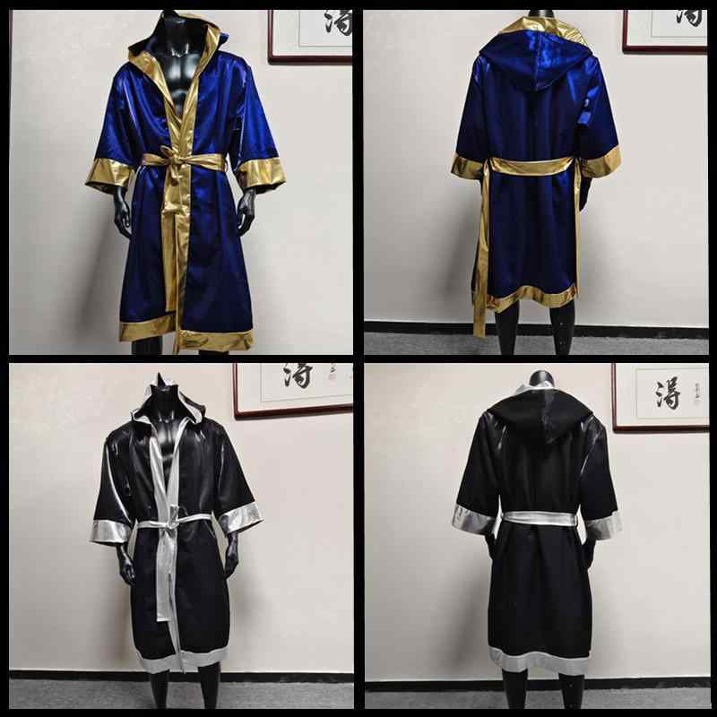 格闘技 男女兼用 ボクシング ローブ フード付き ポリエステルファイバー 混紡 黒 赤 シルバー ゴールド..