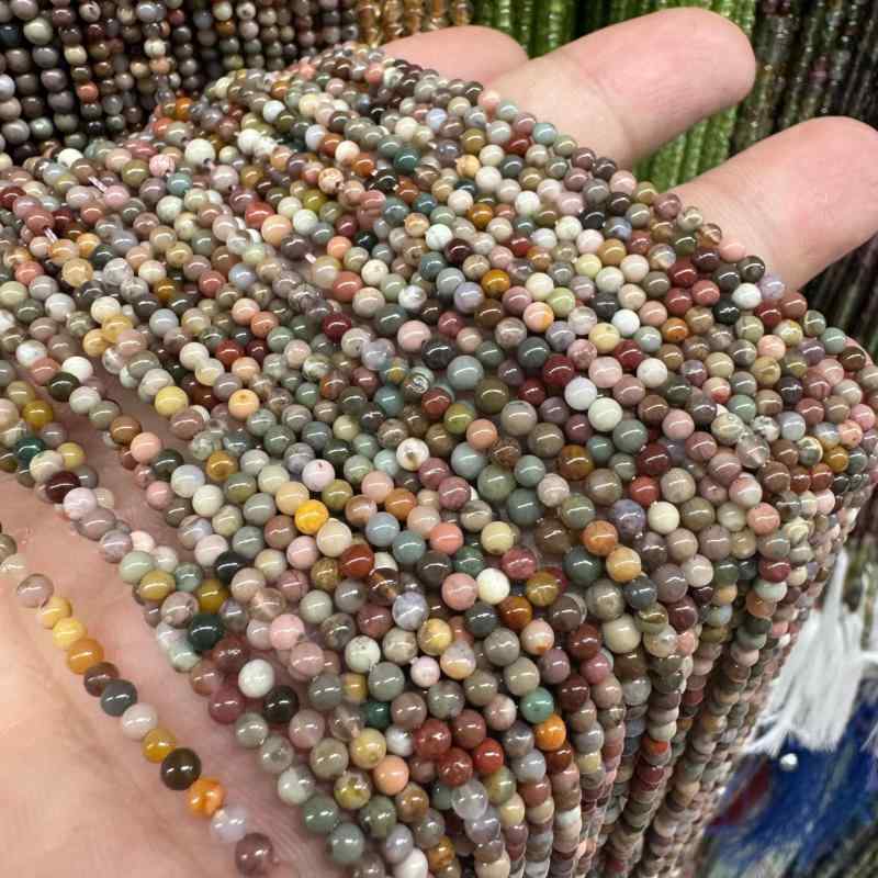 ビーズ アラシャン 瑪瑙 小丸ビーズ レインボーカラー DIY ブレスレット ネックレス アクセサリーパーツ 素材 2mm 3mm 4mm