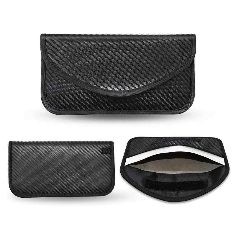信号遮断ポーチ カーボンファイバー製 電波遮断 磁気遮断 RFID盗難防止 携帯電話 車のキー 磁気カード ..