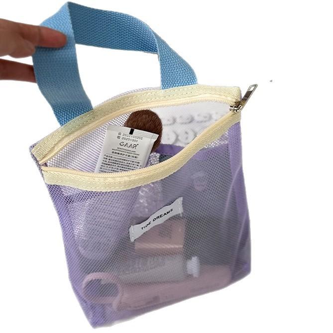 ビーチバッグ メッシュ 洗面 化粧ポーチ 大容量 コスメティック ハンドバッグ 旅行 収納袋 スイミング バス