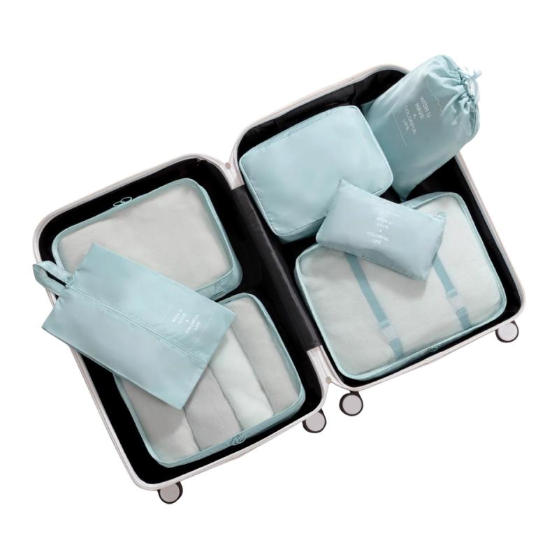 トラベル 衣類収納袋 7点セット 防水 旅行用 衣服 下着 靴 アメニティ グッズ 仕分け 整理整頓 キューブ型 多用途