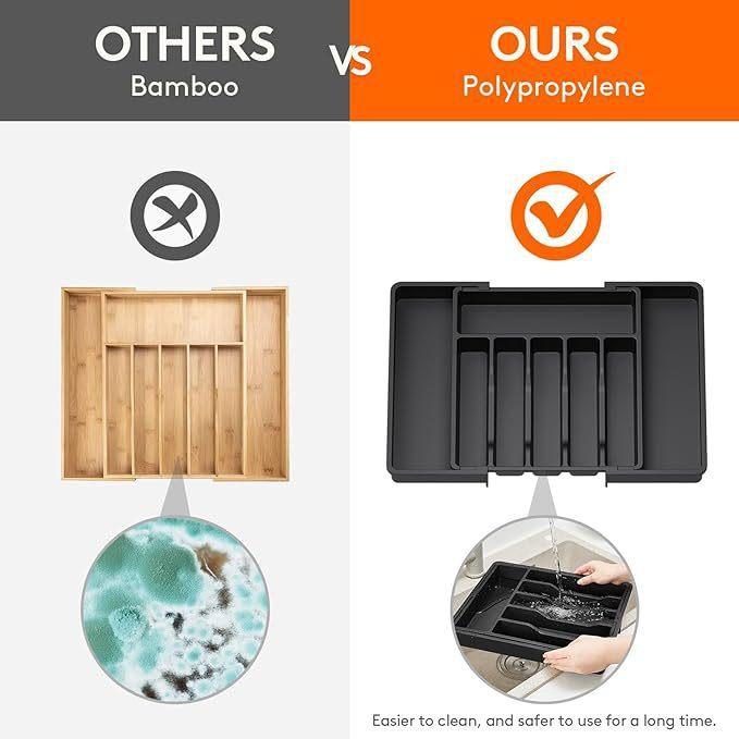 カトラリーケース 調整可能 食器棚収納ケース 伸縮式 プラスチック製 引き出し整理ボックス キッチン収..