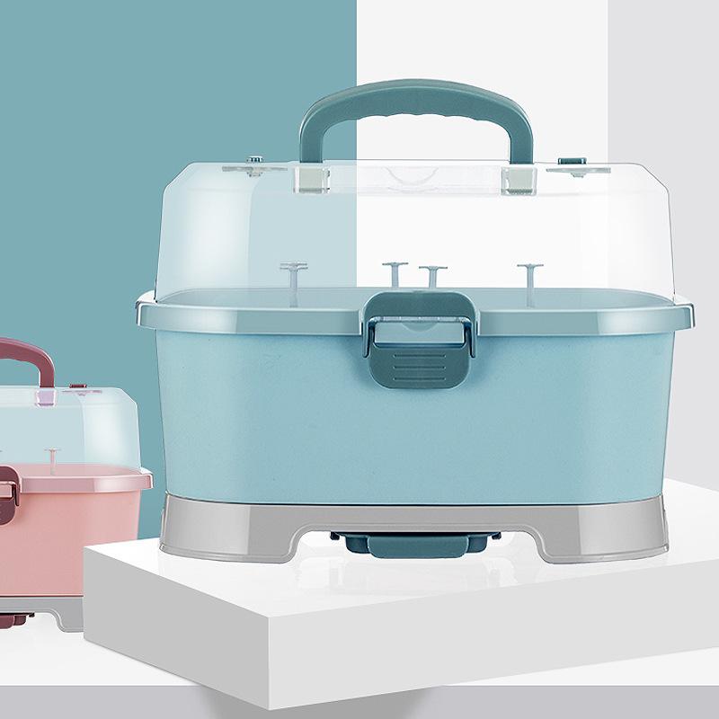 ベビー 哺乳瓶 収納ボックス 大容量 ベビー食器 収納ケース 水切り 防塵 乾燥 離乳食 保存