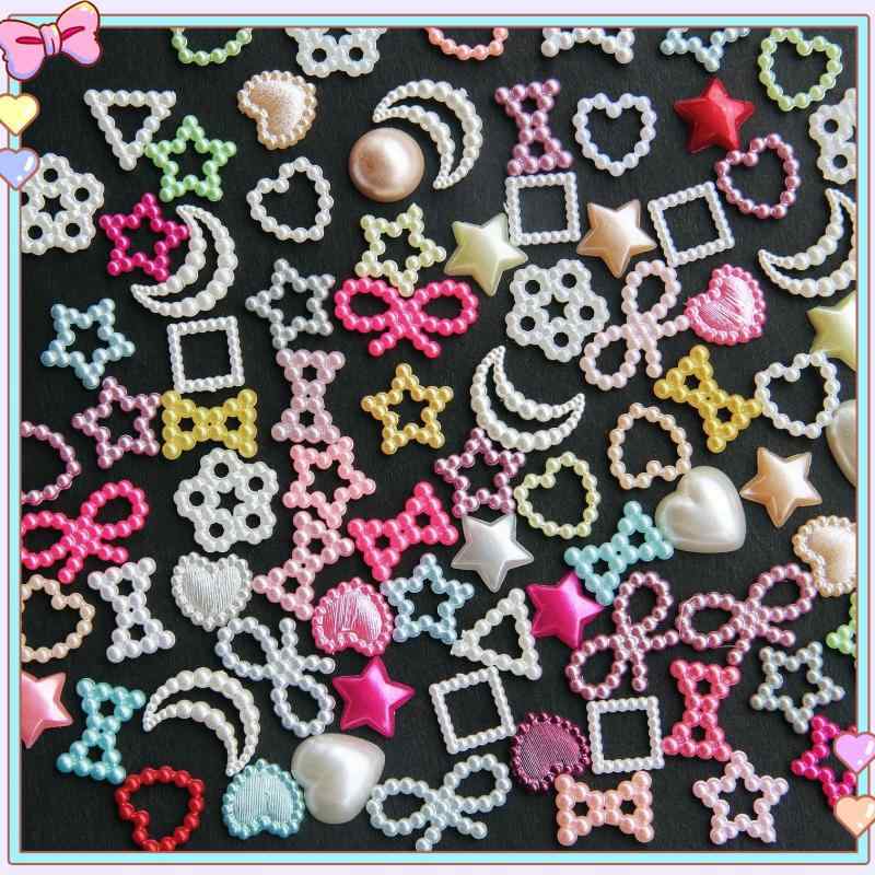 DIYパーツ 福袋 ミックス アソート ABS樹脂 フェイクパール ネイルパーツ デコパーツ スマホデコ グルーデコ クリームデコ パール ビーズ 素材 淡色 ニュアンスカラー ゆめかわ シャンパンカラー