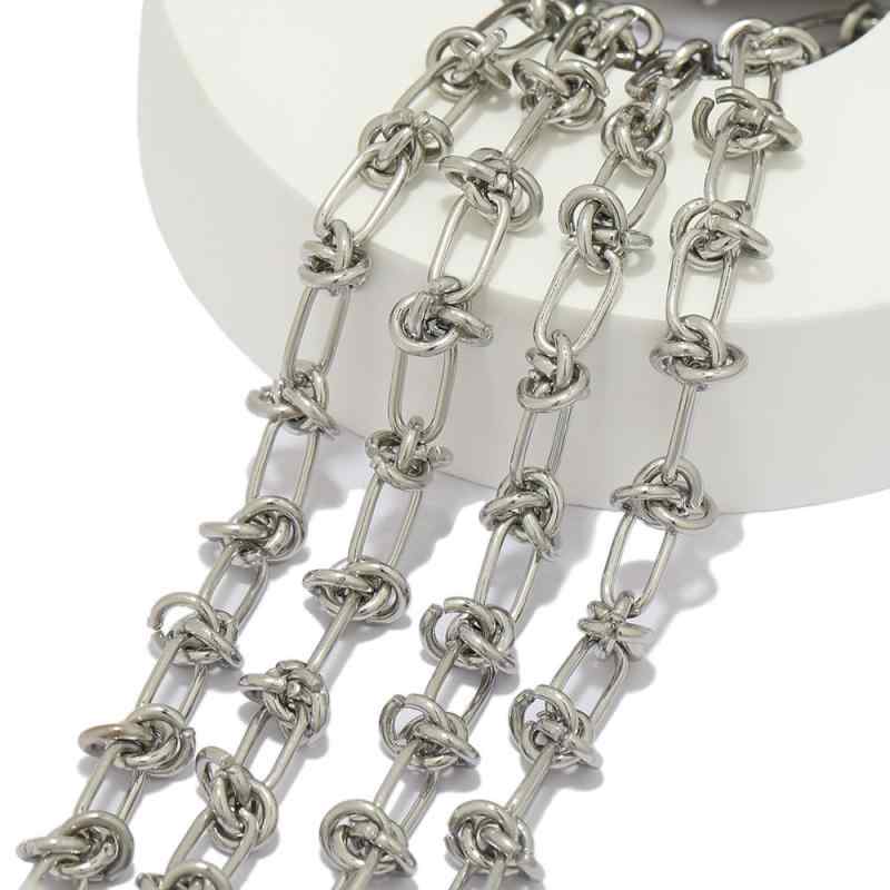 ネックレス メンズ 男性用 ステンレス チェーン 太め ごつめ O字型 結び目 ヒップホップ DIY アクセサリー スティールカラー ゴールドカラー