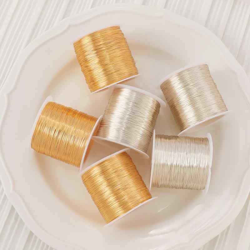 手芸用ワイヤー 金色 銀色 アクセサリーパーツ ビーズ通し 銅線 手作り DIY イヤリング ネックレス ブ..