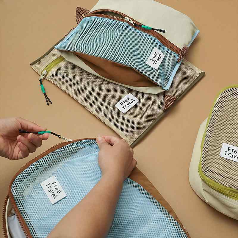 旅行用収納ポーチ 衣類 下着 靴 仕分けケース トラベルグッズ メッシュ バッグ