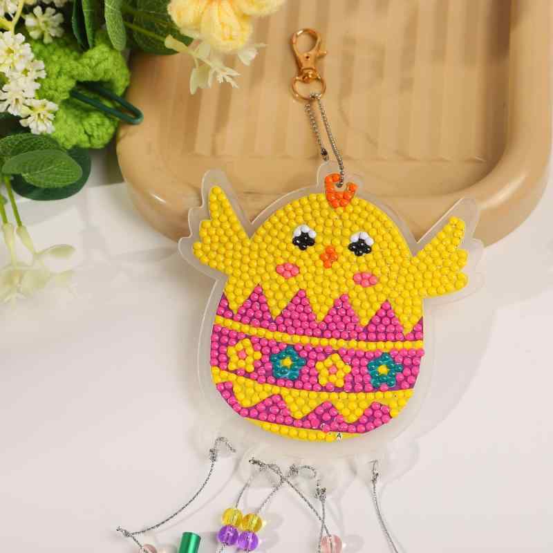 風鈴 手作り DIY キット 小さな黄色い鶏 アクリル 風鈴 ドリル ペンダント カートン