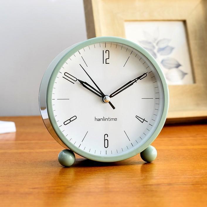 置き時計 子供用 ミニ アナログ 静音 目覚まし時計 ナイトライト 金属 小型 かわいい シンプル(3)