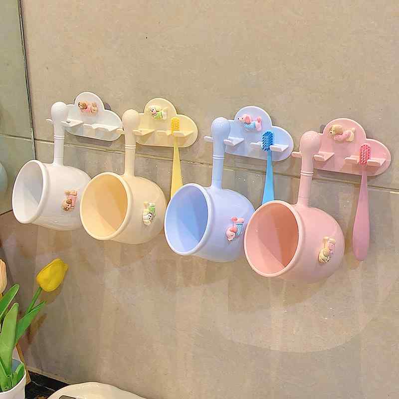 歯ブラシスタンド 子供用 うがいコップ セット ダックスフンド 壁掛け 収納 ピンク 洗面所 バスルーム ..