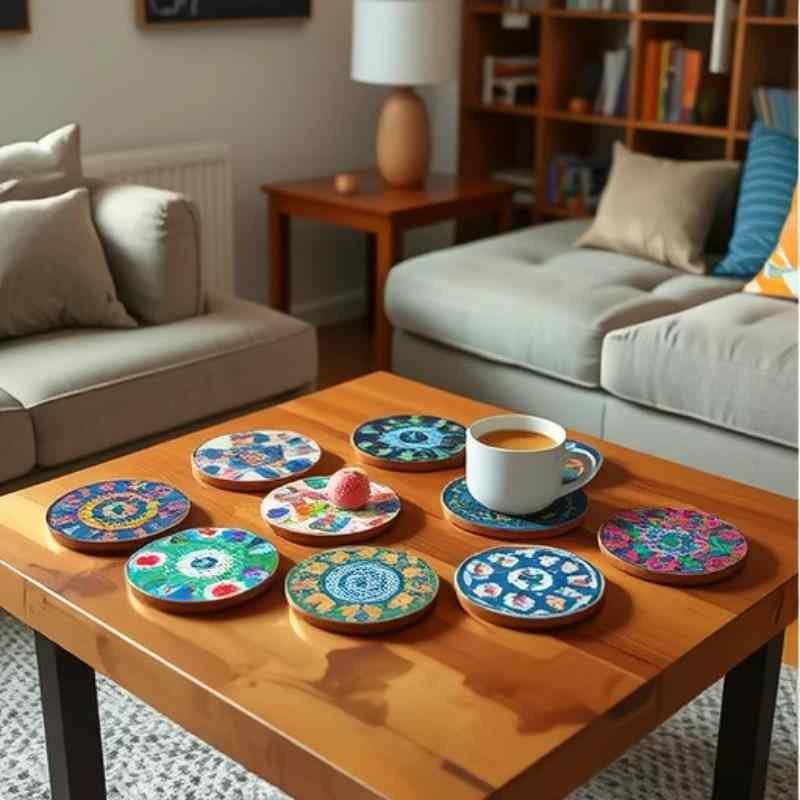 DIY ダイヤモンドアート コースター 曼荼羅 青花磁 模様 デザイン アクリル製 手工芸 リビング ベッド..