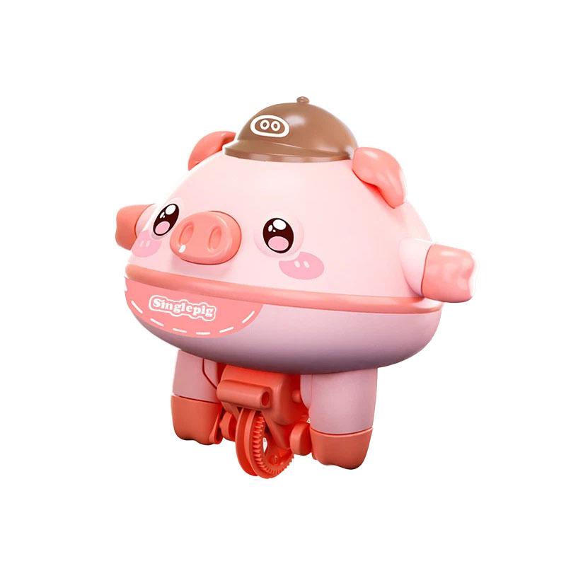 おもちゃ 子供向け 知育玩具 バランスおもちゃ 不倒翁 バランスブタ 一輪車 独楽 コマ ブタ 豚 ピンク ..