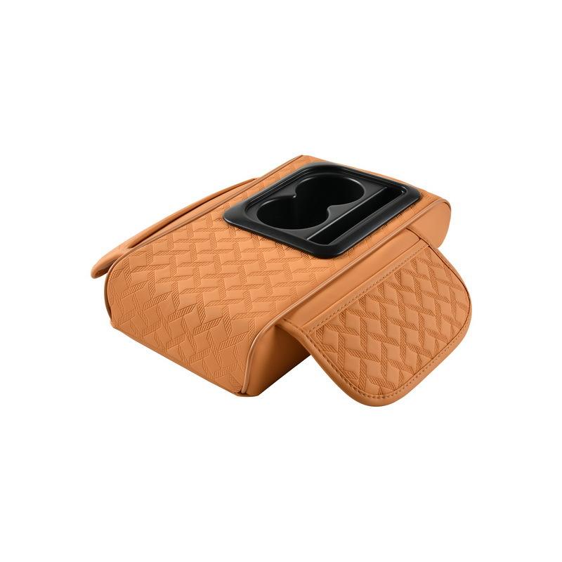 車載収納ボックス 車用収納ケース ドリンクホルダー付き ナッパレザー PVCレザー 汎用 ズレ防止 カー用..