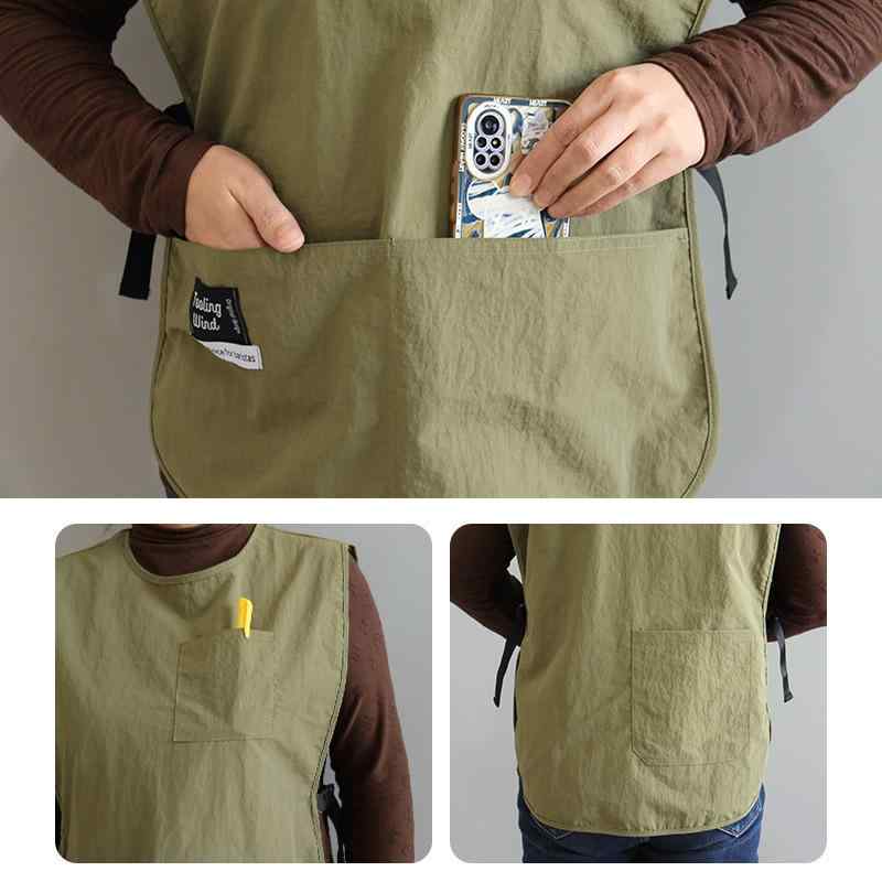 エプロン 男女兼用 防水 防油 料理 教室 レストラン カフェ 仕事用 シンプル 無地