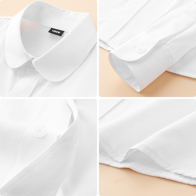 シャツ キッズ 白シャツ 長袖ブラウス 子供服 フォーマル スクールシャツ 男の子 女の子 無地 発表会 ..