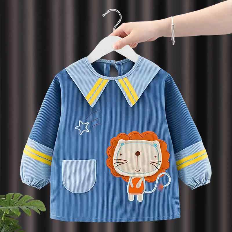 ベビー 子供用 撥水 エプロン 食事用 スタイ 秋冬 かわいい 防水 防汚 灯芯絨 コーデュロイ 0歳 1歳 2..