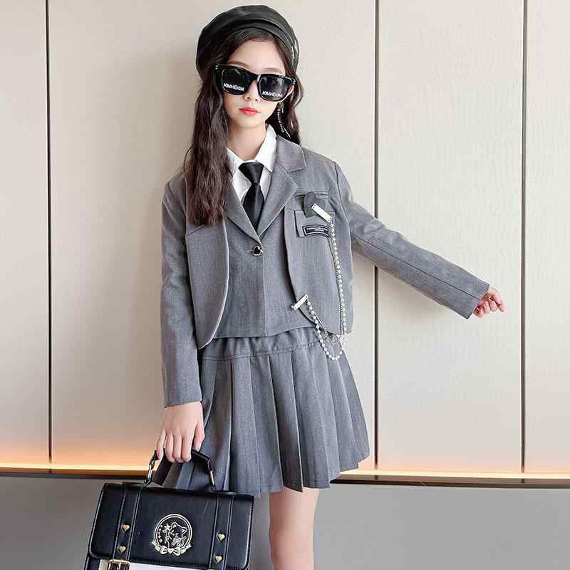 子供服 JK制服 スカートスーツ 女の子 フォーマル スーツ セットアップ 長袖シャツ ミニスカート 3点セ..