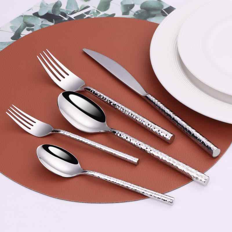 カトラリーセット 大人用 高級感 ハンマー模様 304ステンレス 鏡面仕上げ ディナーナイフ ディナースプ..