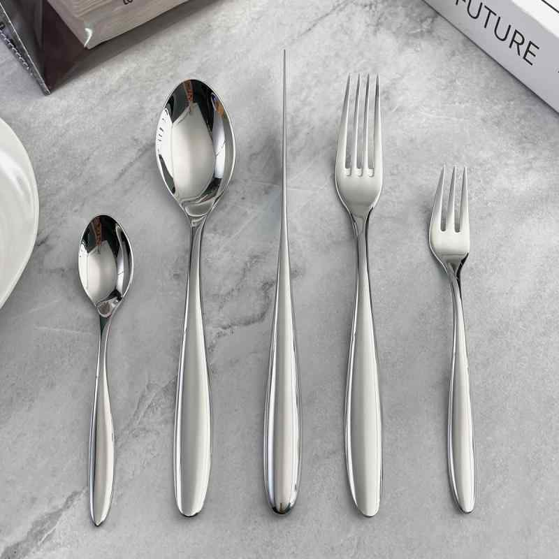 カトラリー 大人用 304ステンレス製 ナイフ フォーク スプーン 厚手 鍛造 ホテル レストラン ディナー ..
