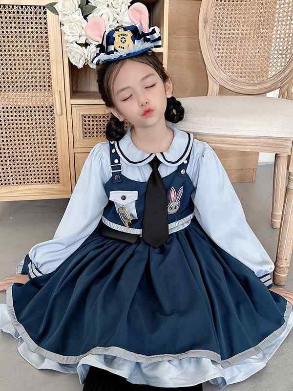 子供用 コスプレ ワンピース 春秋 子供服 チュニック スカート 警官風 ロリータ プリンセス