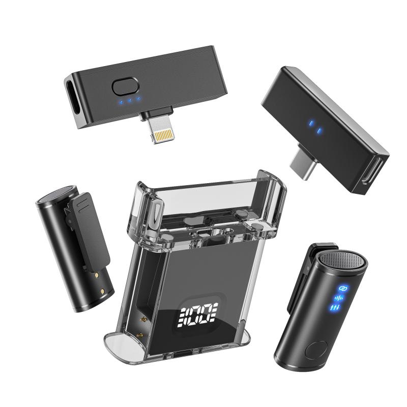 マイク ワイヤレス ピンマイク クリップ式マイク 全指向性 集音マイク コンデンサーマイク 録音マイク ..