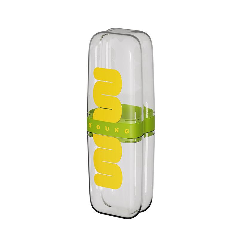 歯ブラシスタンド 旅行用洗面用具セット 歯ブラシ 歯磨き粉 収納ケース コンパクト 携帯用 プラスチック製 野菊紫 青松緑 檸檬黄