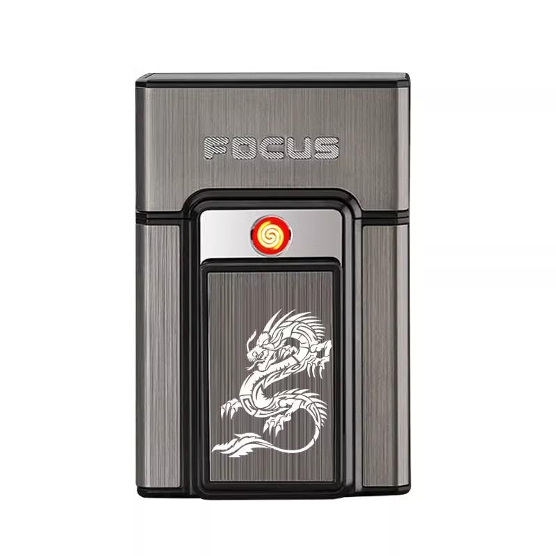 ライター シガレットケース メンズ アルミ合金 20本収納 防風 充電式 百家姓