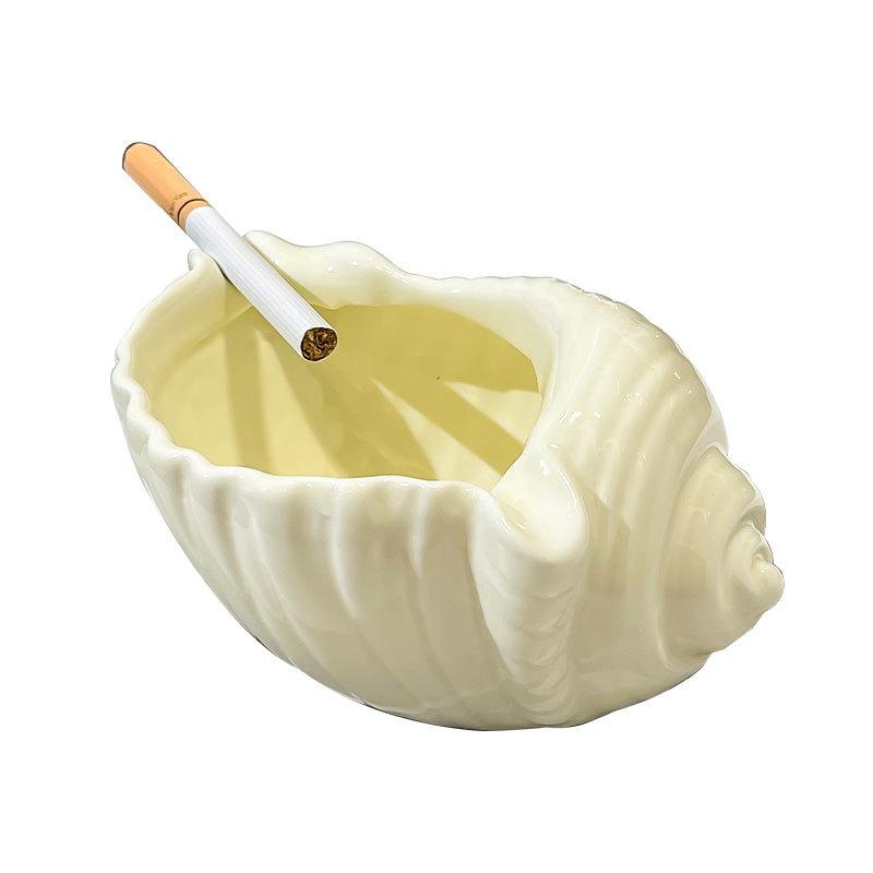 灰皿 高級感 陶器 海螺型 小物入れ オブジェ 北欧風 卓上 インテリア 猫爪 喫煙具 クリーム色 ピンク系..